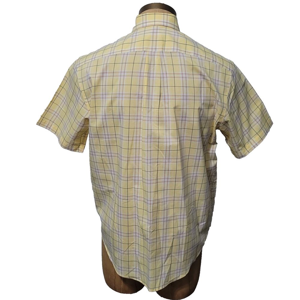 ROUNDTREE & YORKE Easy Care Shirt Mens M Yellow Plaid Short Sleeve Butto… - Picture 4 of 11